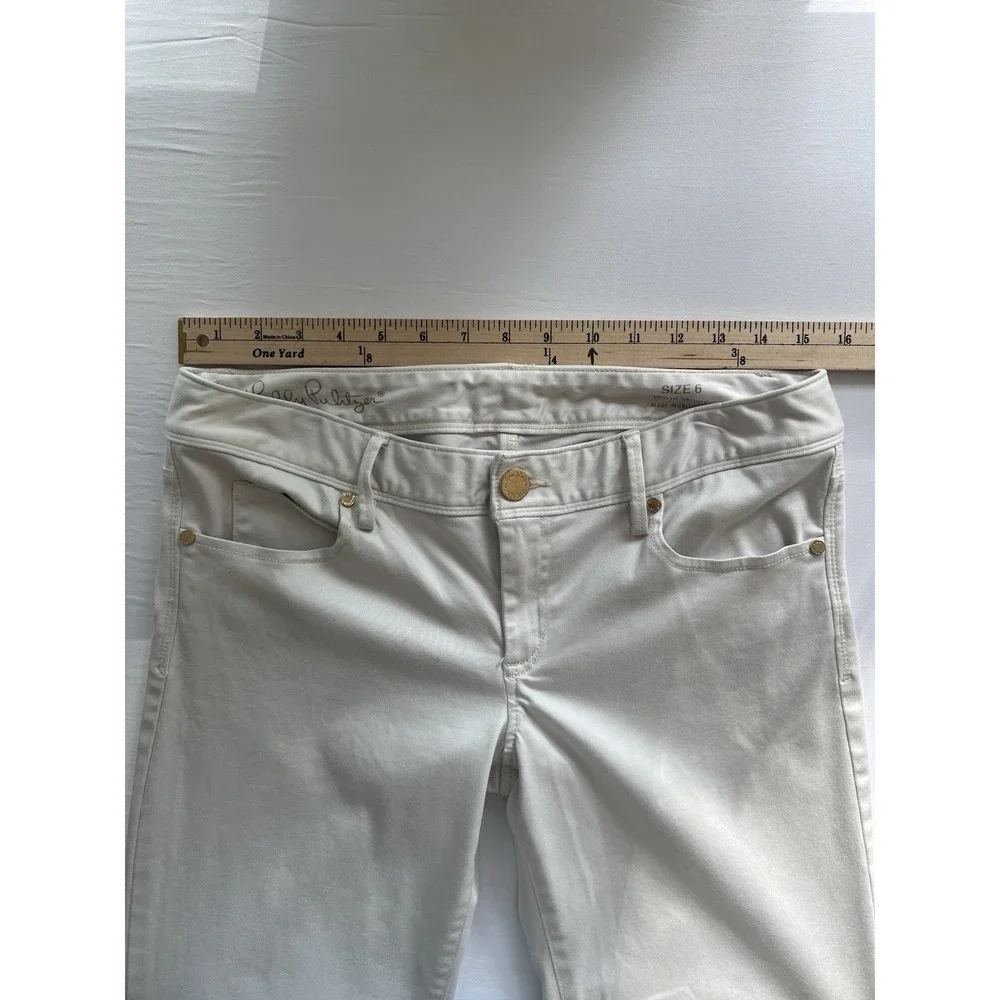 LILLY PULITZER Worth Skinny Jeans Womens Mid Rise‎ White Stretch Fit Cotton Sz 6